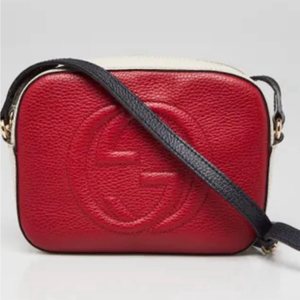 Gucci Red, Cream and Navy Leather Crossbody Bag